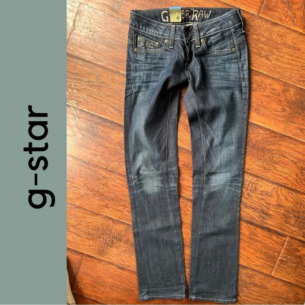 G-Star Women’s Reese Straight Jeans Whiskering Color Concrete Size  26